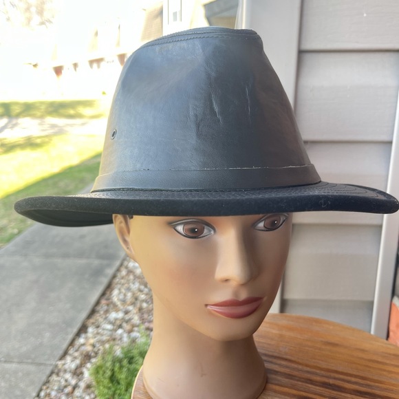 Mens hard leather hat - Picture 2 of 5